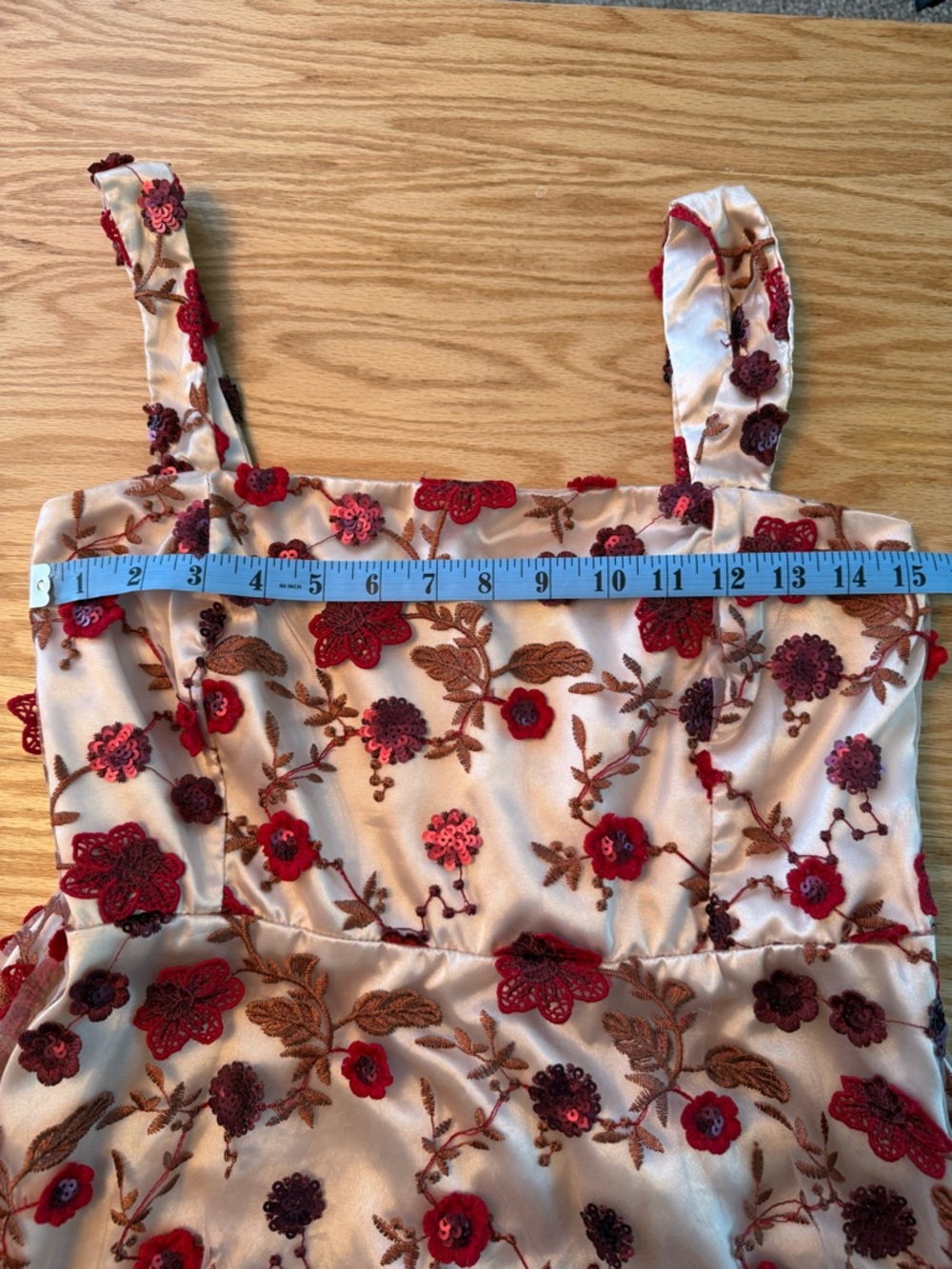Lulu’s So Excited Nude Embroidered Sequin Skater Dress XL - Picture 9 of 11